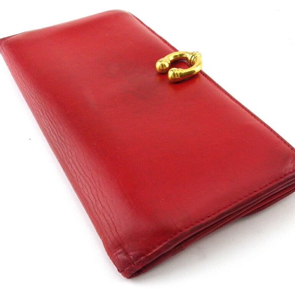 GUCCI Long Wallet Horse Shoe Leather Authentic USED - Picture 2 of 11